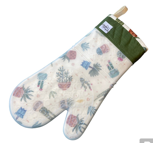 Silicone Fabric Oven Mitt (potted cactus)