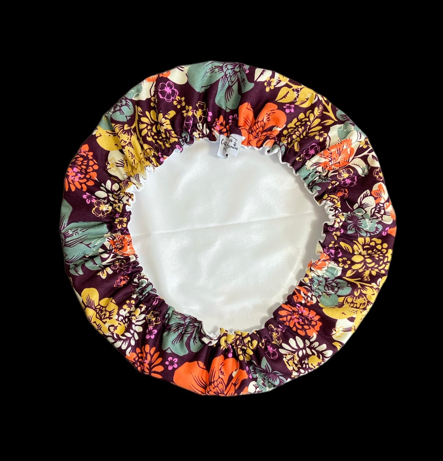 Reusable Bowl Cover (Burgundy floral fabric)