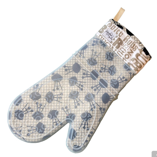 Silicone Fabric Oven Mitt (black and grey BBQ)