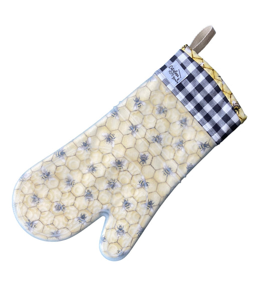 Silicone Fabric Oven Mitt (bees)