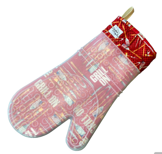 Silicone Fabric Oven Mitt (red BBQ)