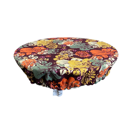 Copy of Reusable Bowl Cover (Burgundy floral fabric)