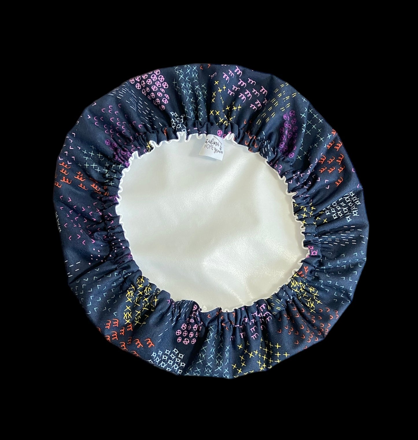 Reusable Bowl Cover (Navy geometric fabric)
