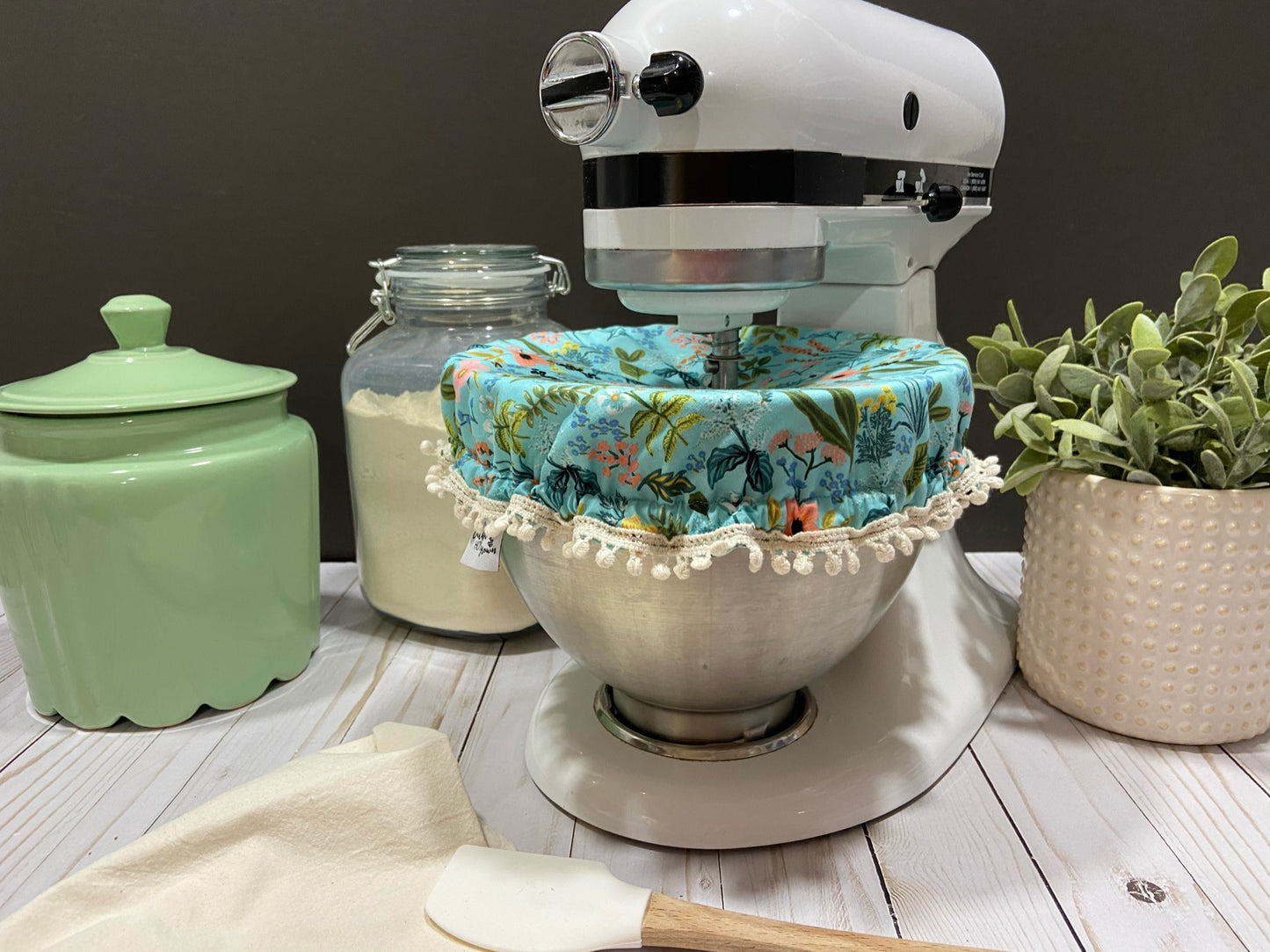 Kitchen Stand mixer bowl cover (Amalfi turquoise fabric)