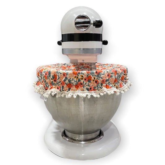 Kitchen Stand mixer bowl cover (Rosa peach floral fabric)
