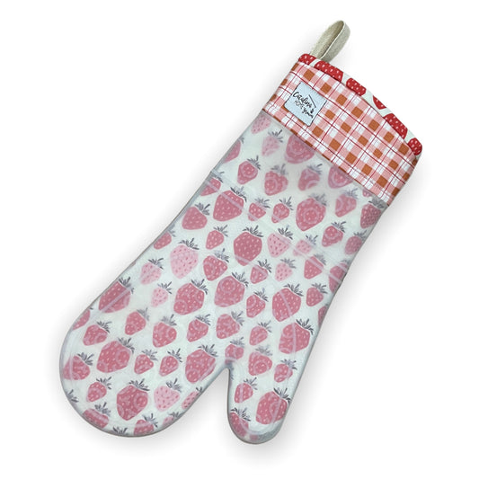 Silicone Fabric Oven Mitt (Queen of Berries pink berry)