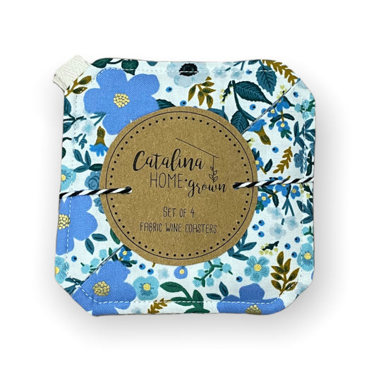 wine coasters (Garden Party medium blue floral)