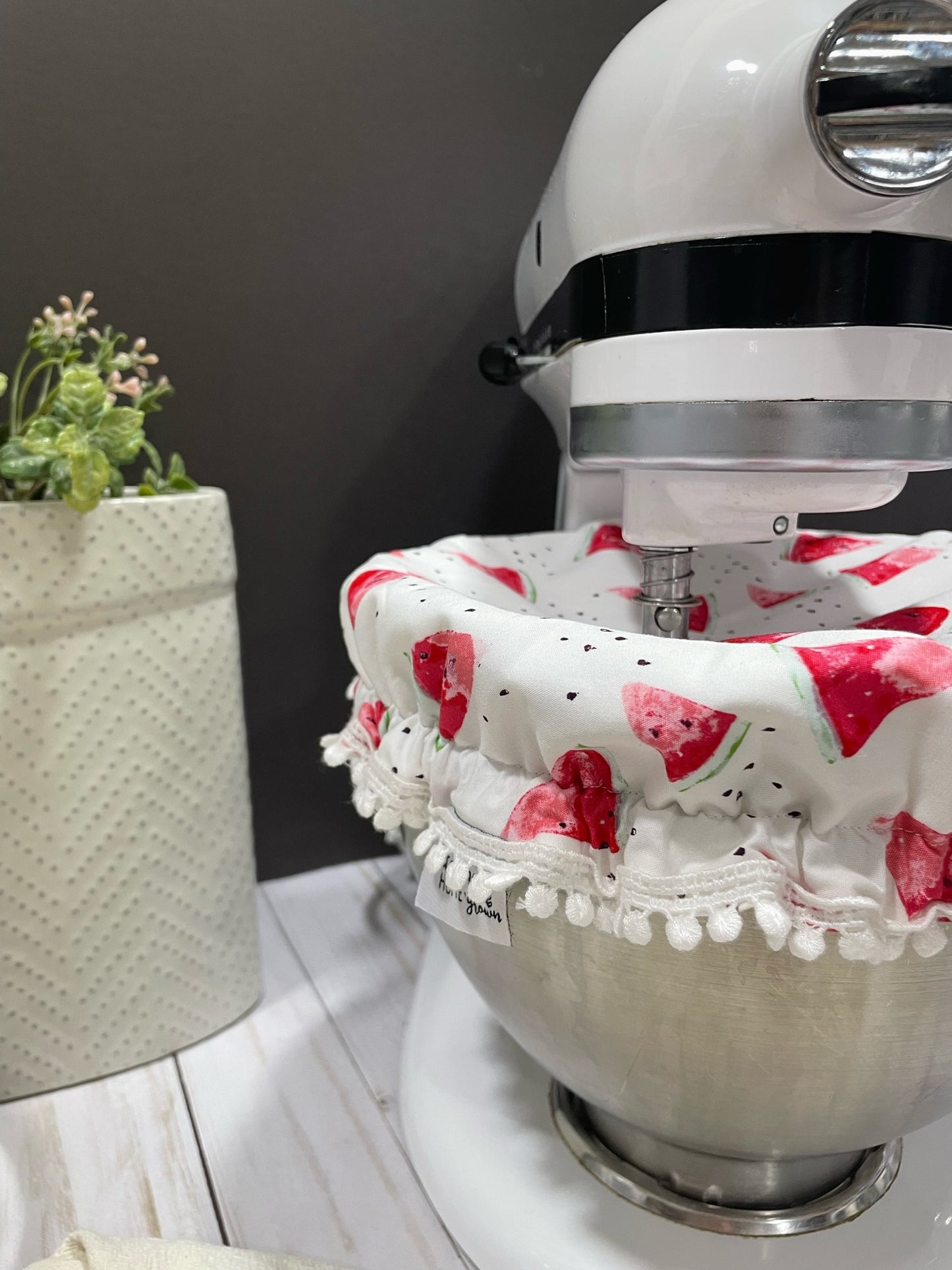 Kitchen Stand mixer bowl cover (Watermelon floralish art gallery fabric)